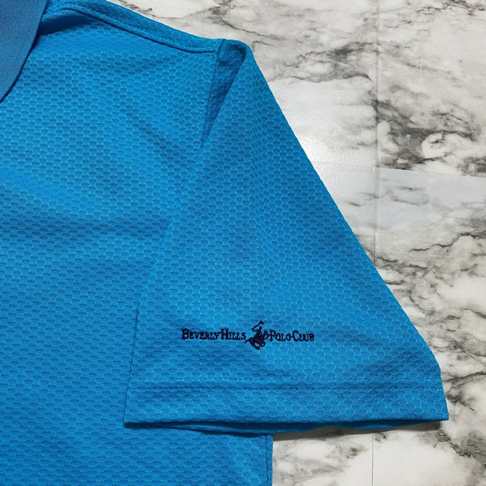 Beverly Hill Polo Club Men's Polo Shirt Size M‎ Blue Short Sleeve Emb Logo - Picture 4 of 9